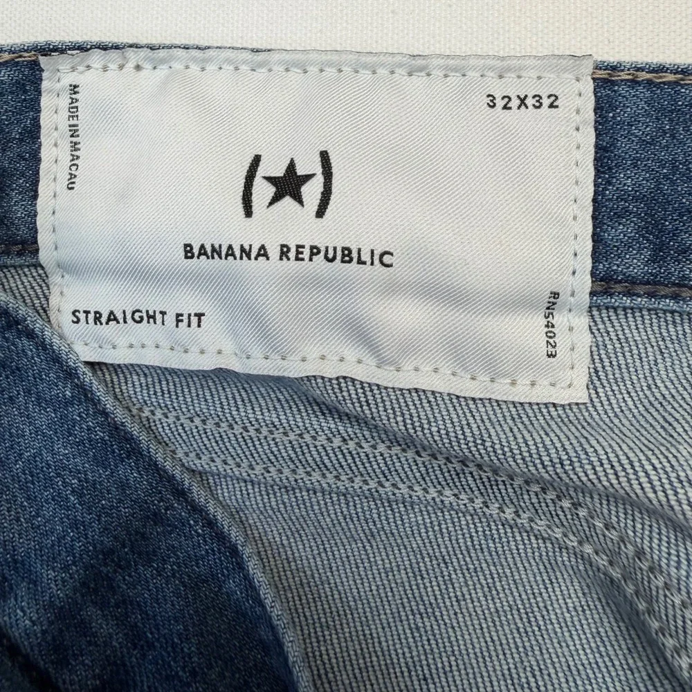 Banana Republic Straight Fit Jeans Mens 32x32 Medium Wash Blue Stretch Denim